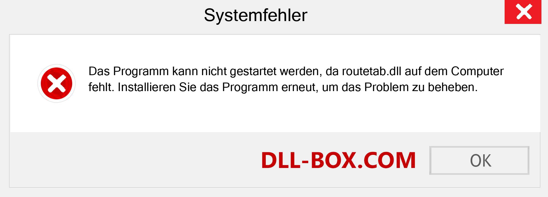 routetab.dll-Datei fehlt?. Download für Windows 7, 8, 10 - Fix routetab dll Missing Error unter Windows, Fotos, Bildern